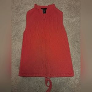 Womens The Limited Orange Sleeveless Knit Mock Neck Sweater Tank Size Small